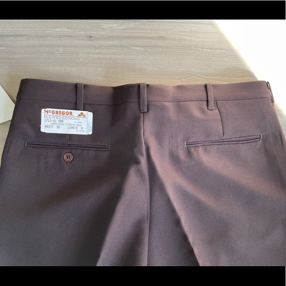 Vintage NWT McGregor Men's Brown Polyester Pants - 36 x 29.5 - Waist 36 Length M - Picture 7 of 9